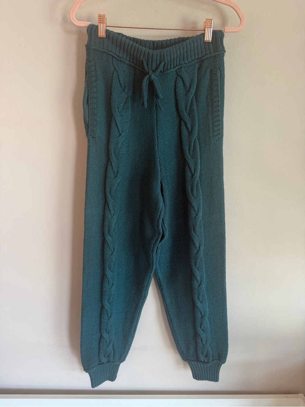 Out From Under Teal Green Cable Knit Joggers Loungewear Pants Small